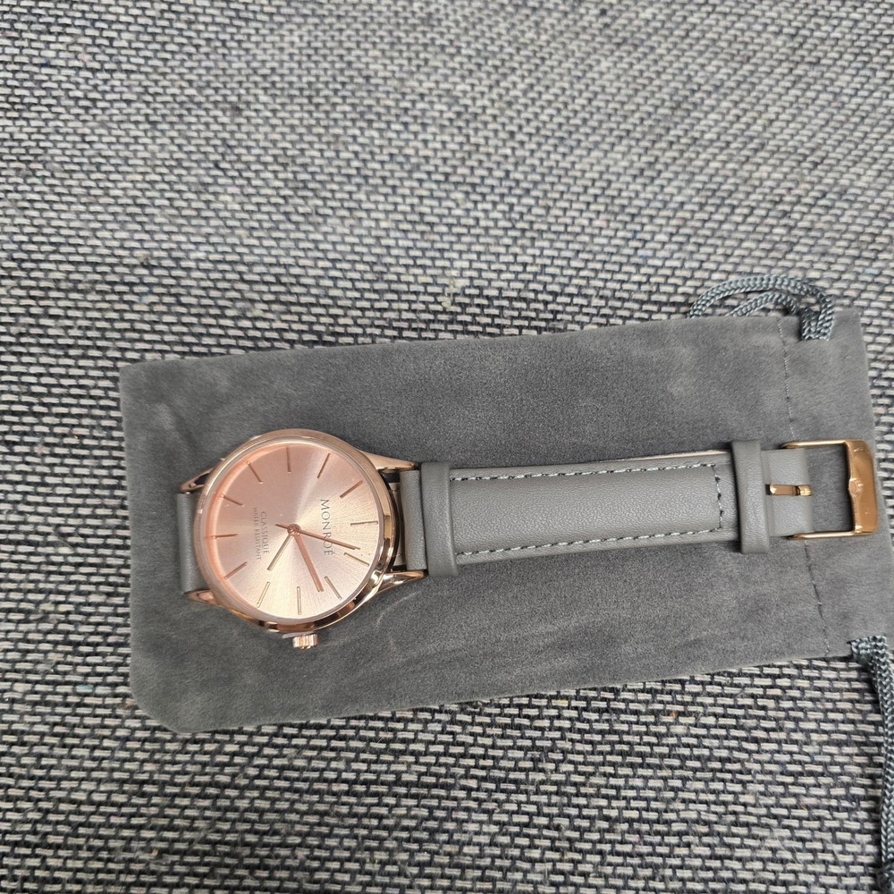 Monroe Classique Watch Rose Gold Grey Leather MON-FA-001 New Minimalist Luxury